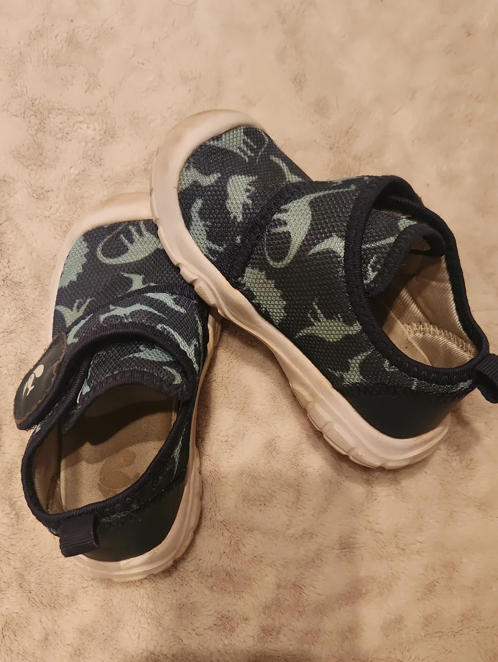 Kids Feetcity Navy Blue Shark Lightweight Slip-On Sneakers